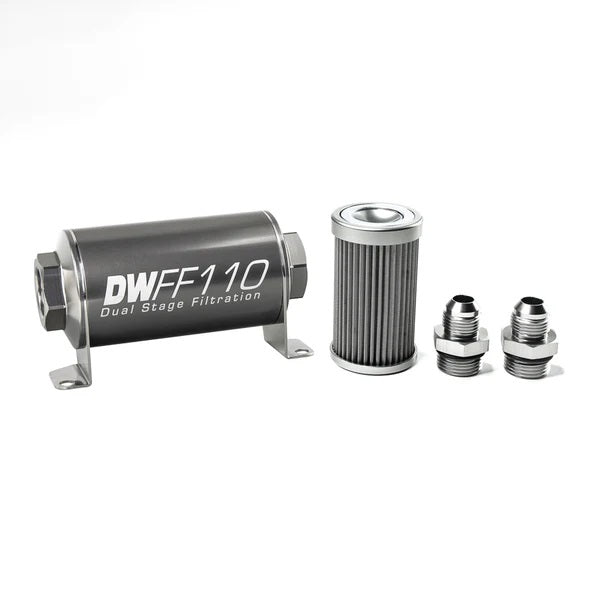 Kit Filtro de Combustible En Línea DeatschWerks -8AN 40 Micras 110mm