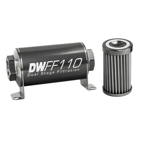 Kit Filtro de Combustible En Línea DeatschWerks -10AN Hembra 40 Micras 110mm