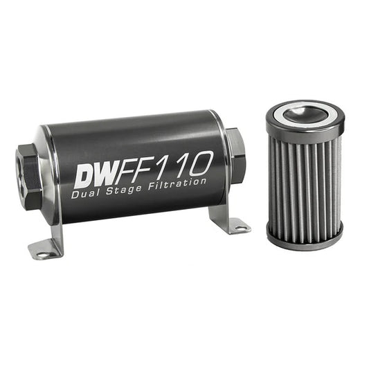 Kit Filtro de Combustible En Línea DeatschWerks -10AN Hembra 40 Micras 110mm