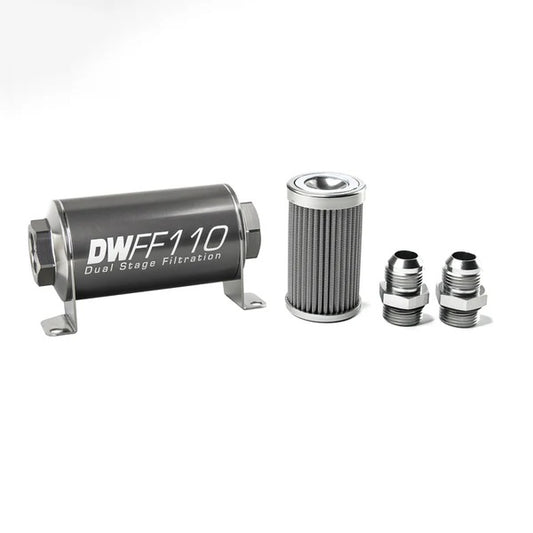 Kit Filtro de Combustible En Línea DeatschWerks -10AN 100 Micras 110mm