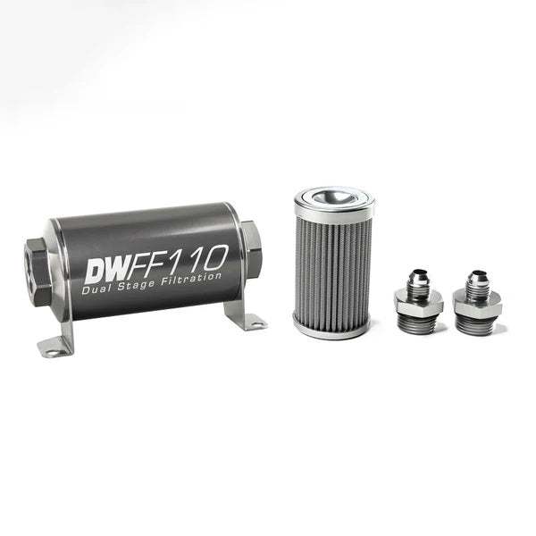 Kit De Filtro De Combustible En Línea DeatschWerks -6AN 100 Micras 110mm
