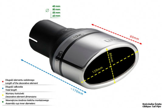 Cola de Escape Universal Ovalada 120x80mm, 80mm, 45mm