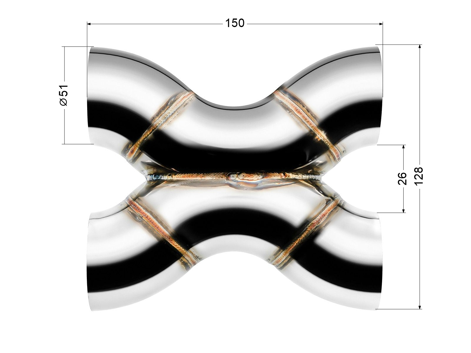 X-Pipe FMIC.Pro 51mm Soldado, Acero Inoxidable 304