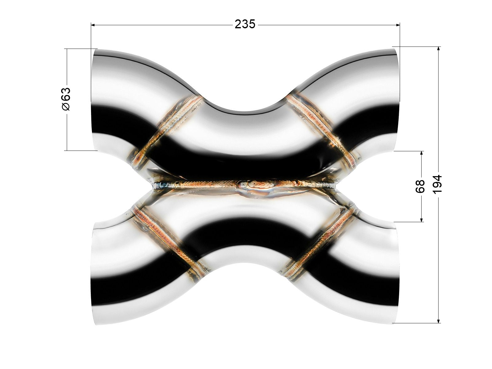 X-Pipe FMIC.Pro 63mm Soldada, Acero Inoxidable 304 - Imagen 3