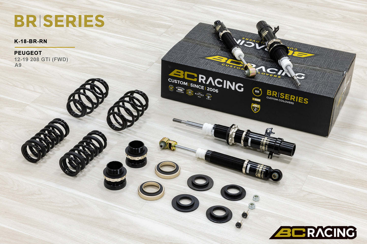 Suspensión de Muelles Helicoidales BC Racing K-18-BR-RN para Peugeot 208 GTI FWD A9 2012+ - Imagen 2