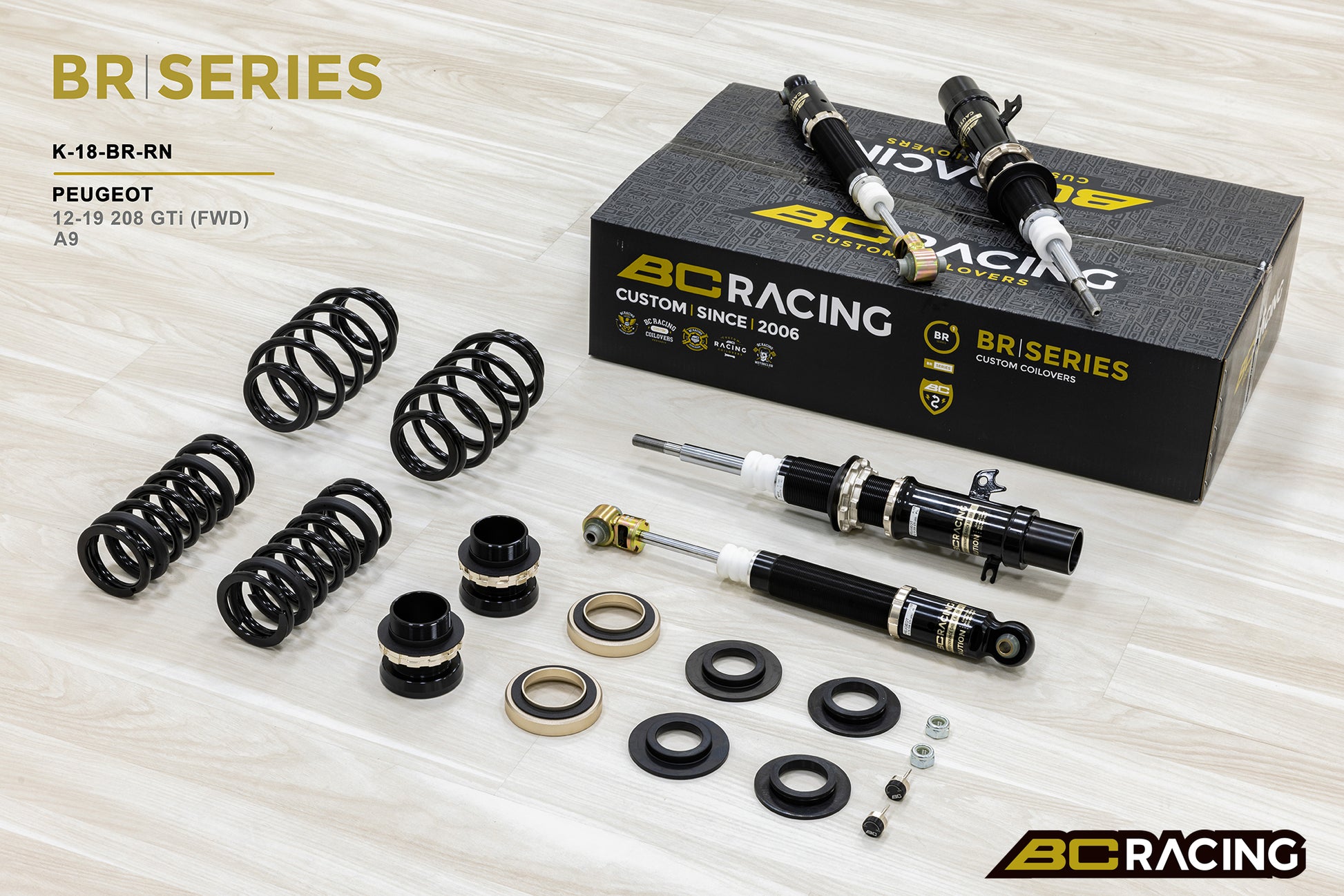 Suspensión de Muelles Helicoidales BC Racing K-18-BR-RN para Peugeot 208 GTI FWD A9 2012+ - Imagen 2