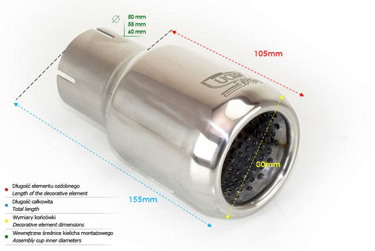 Cola de Escape Universal Redonda 80mm, 110mm, 55mm