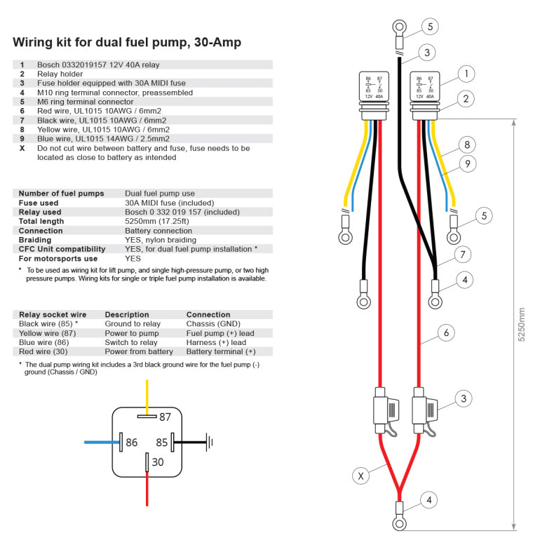 Nuke Performance: Kit de Cableado para 2 Bombas de Combustible, 30 A - Imagen 4