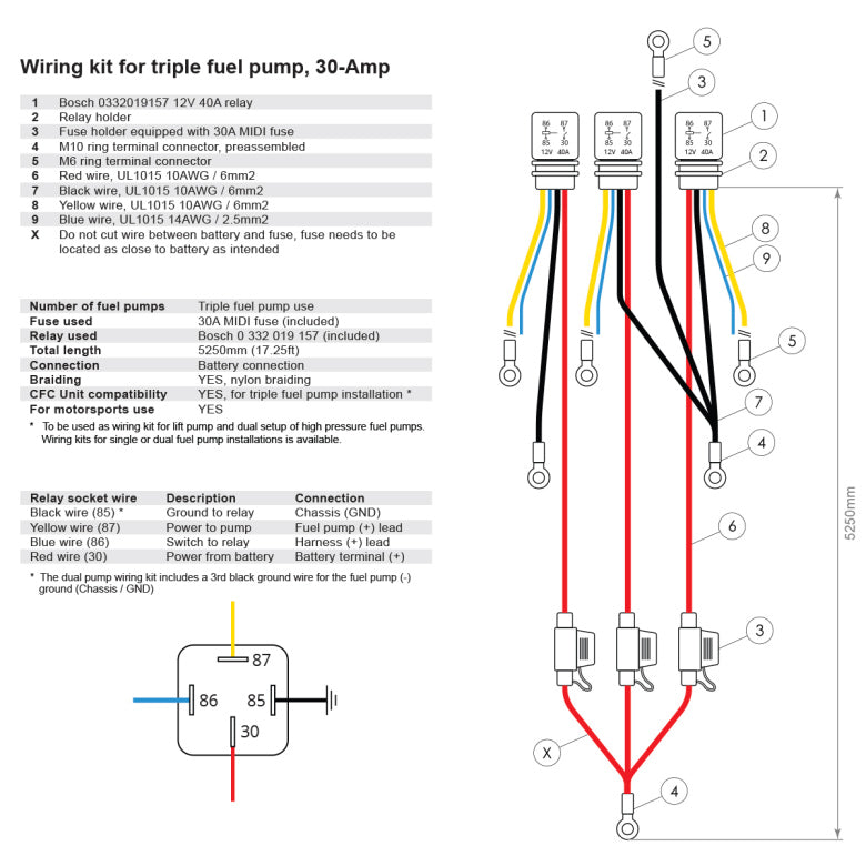 Nuke Performance: Kit de Cableado para Triple Bomba de Combustible 30A - Imagen 3