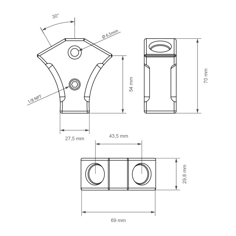 Nuke Performance Racor Adaptador Y-Block AN-8 ORB 3x