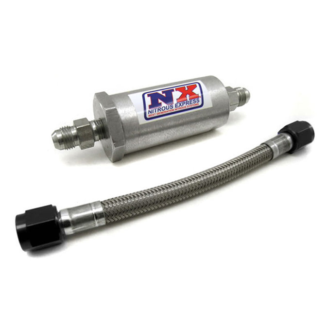 Filtro AN6 N20 y Manguera Inox. 12" Nitrous Express NX-15610