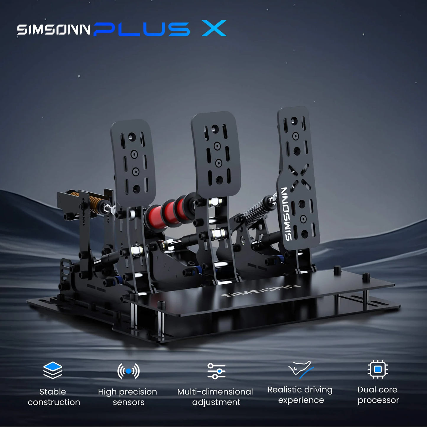 Pedalbox Pedal Plus X SIMSONN Simulator Simracing - Plata - Imagen 2
