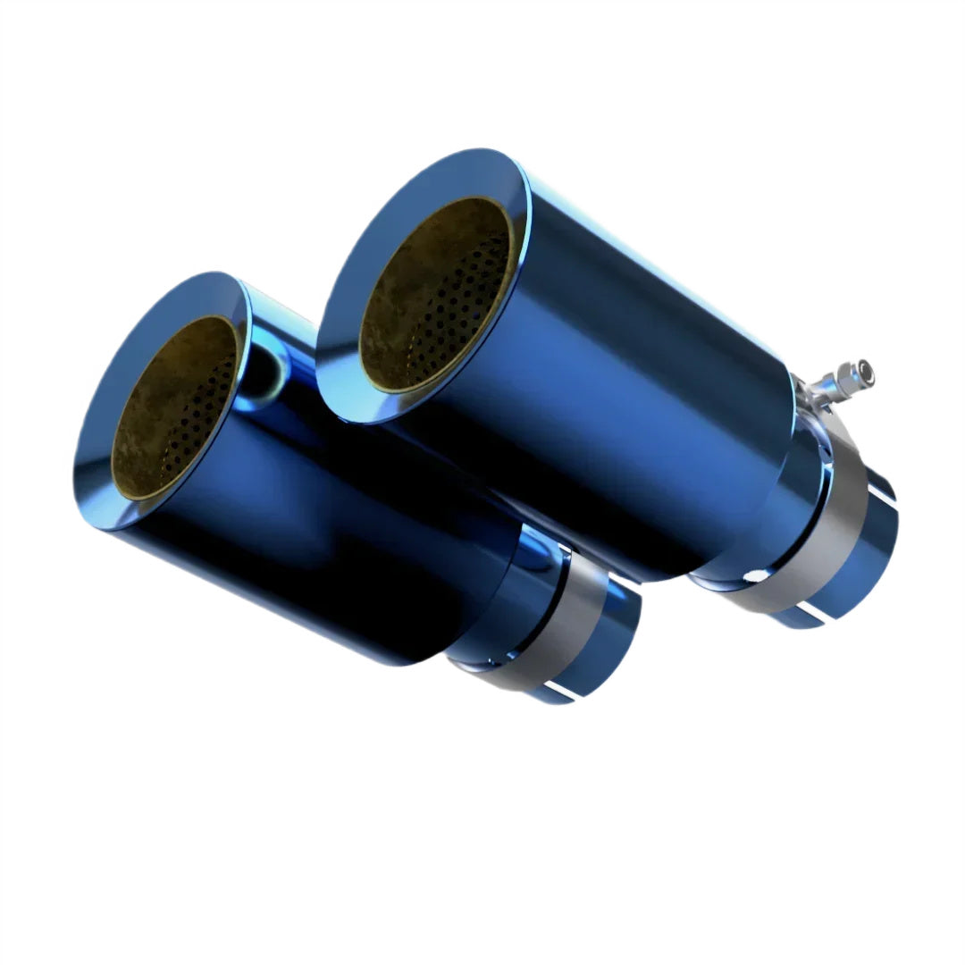 Embellecedores de Escape de Titanio Azules Restomotive - Imagen 2