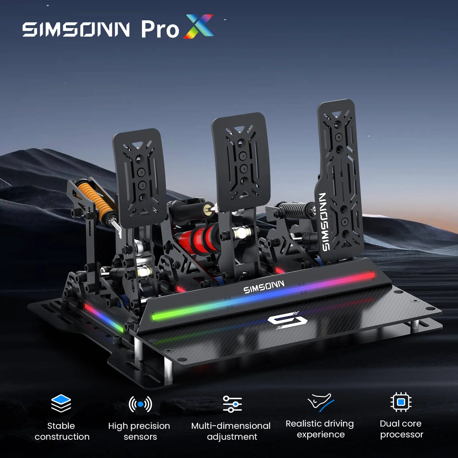 Pedalbox Pro X Ultra Sim Pedal RGB SIMSONN Simulador Simracing - Imagen 6