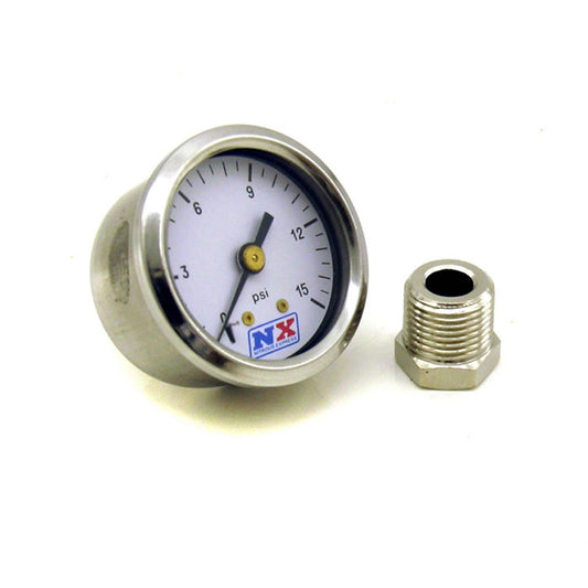 Manómetro Presión Combustible 0-15 PSI + Adaptador Nitrous Express NX 15511