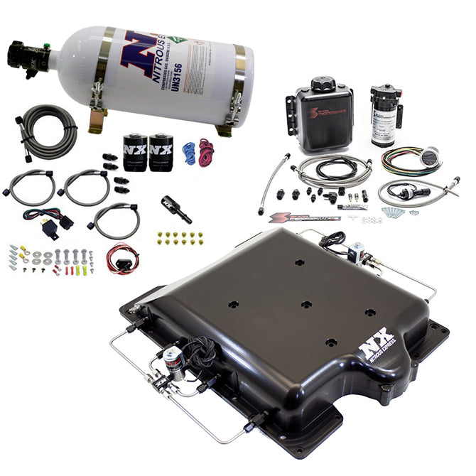 Tapa de Compresor Billet con Nitroso y Agua/Metanol + Botella 10Lb Dodge Hellcat/Demon Nitrous Express NX 20972BMF-10