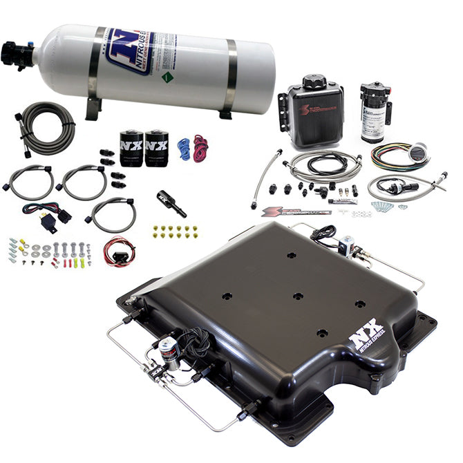 Tapa de Compresor Billet con Nitroso y Agua/Metanol + Botella 15Lb Dodge Hellcat/Demon Nitrous Express NX 20972BMF-15