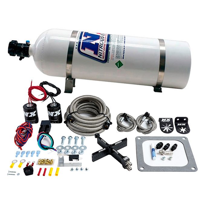 Sistema de Placa Crossbar Covert 4500 Stage 6 50-300Hp con Botella 15Lb Nitrous Express NX 63071-15