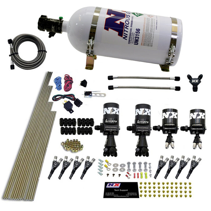 Kit Nitroso Direct Port Lightning 375, 8 Cilindros, Solenoides, Jets 200-2100Hp, Botella 10Lb Nitrous Express NX 90506-10