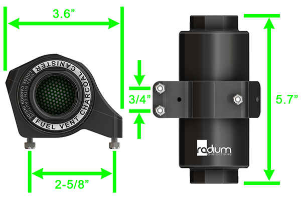 Filtro de Carbón Activo para Ventilación de Combustible Radium Engineering, Manguera de 3/8in - Imagen 5
