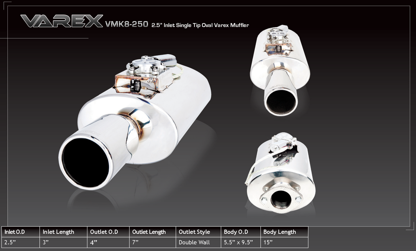 Silenciador Oval XForce Varex 13,97cm x 24,13cm x 38,1cm