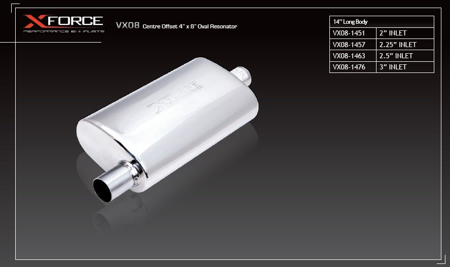 Silenciador Oval XForce 4x8x18" con Entrada de 2.5
