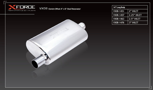 Silenciador Oval XForce 4x8x18" con Entrada de 2.5