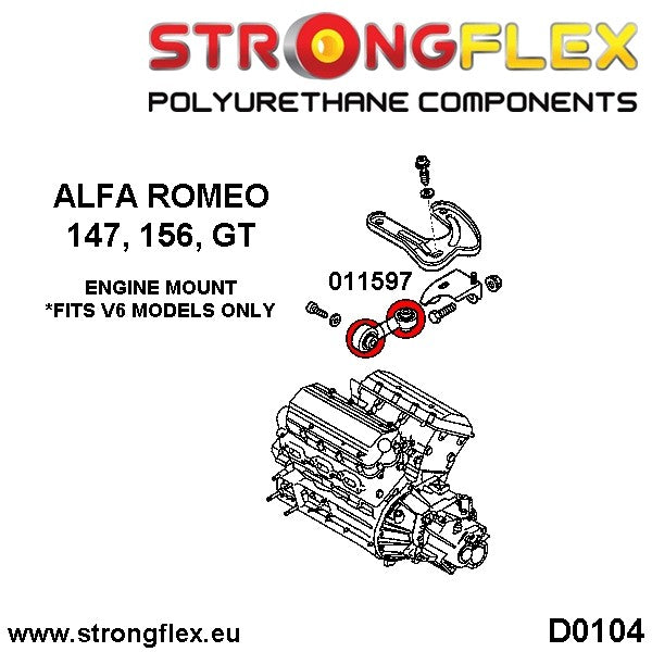 Alfa Romeo 147 156 GT 011597B: Estabilizador Soporte Motor V6 - Imagen 2