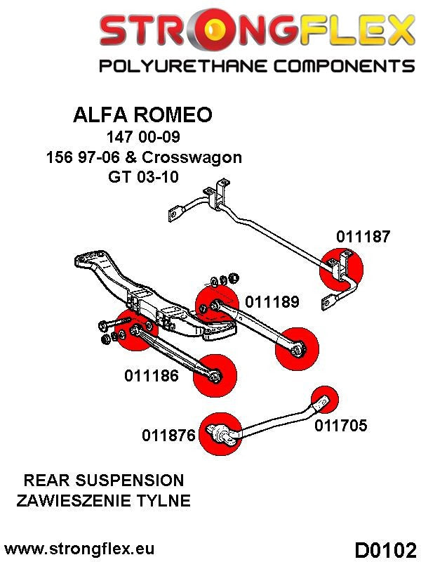 Alfa Romeo 147 156 GT 00-09 011705A: Silentblock Deportivo Trasero, Barra a Buje