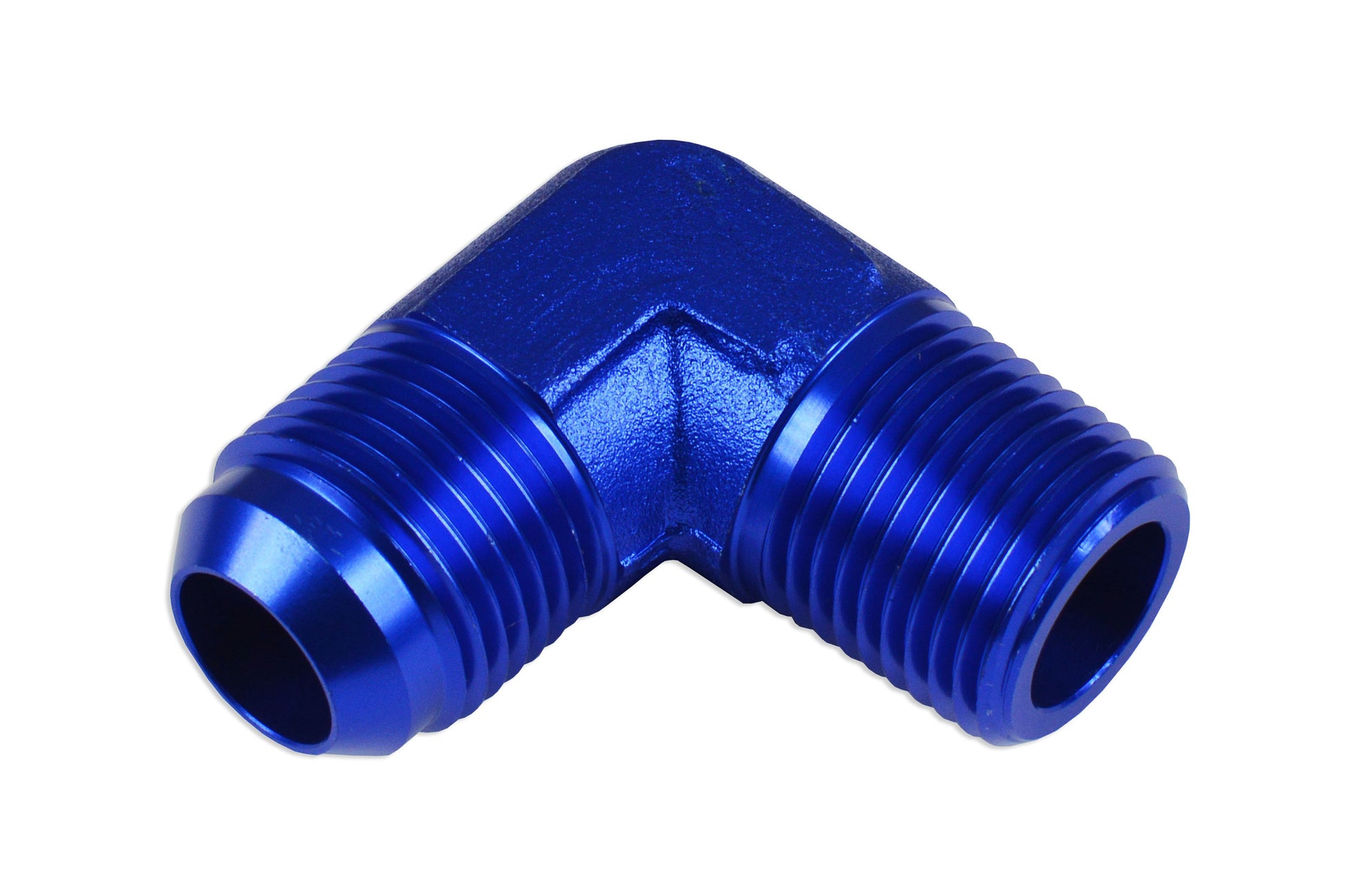 Adaptador AN10-3/8 NPT 90º Macho-Macho, Racor de Manguera Azul - Imagen 2