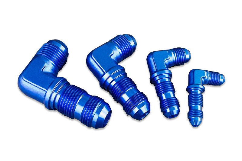 Adaptador AN10 JIC Abocardado 90º Macho para Manguera Combustible - Azul - Imagen 2