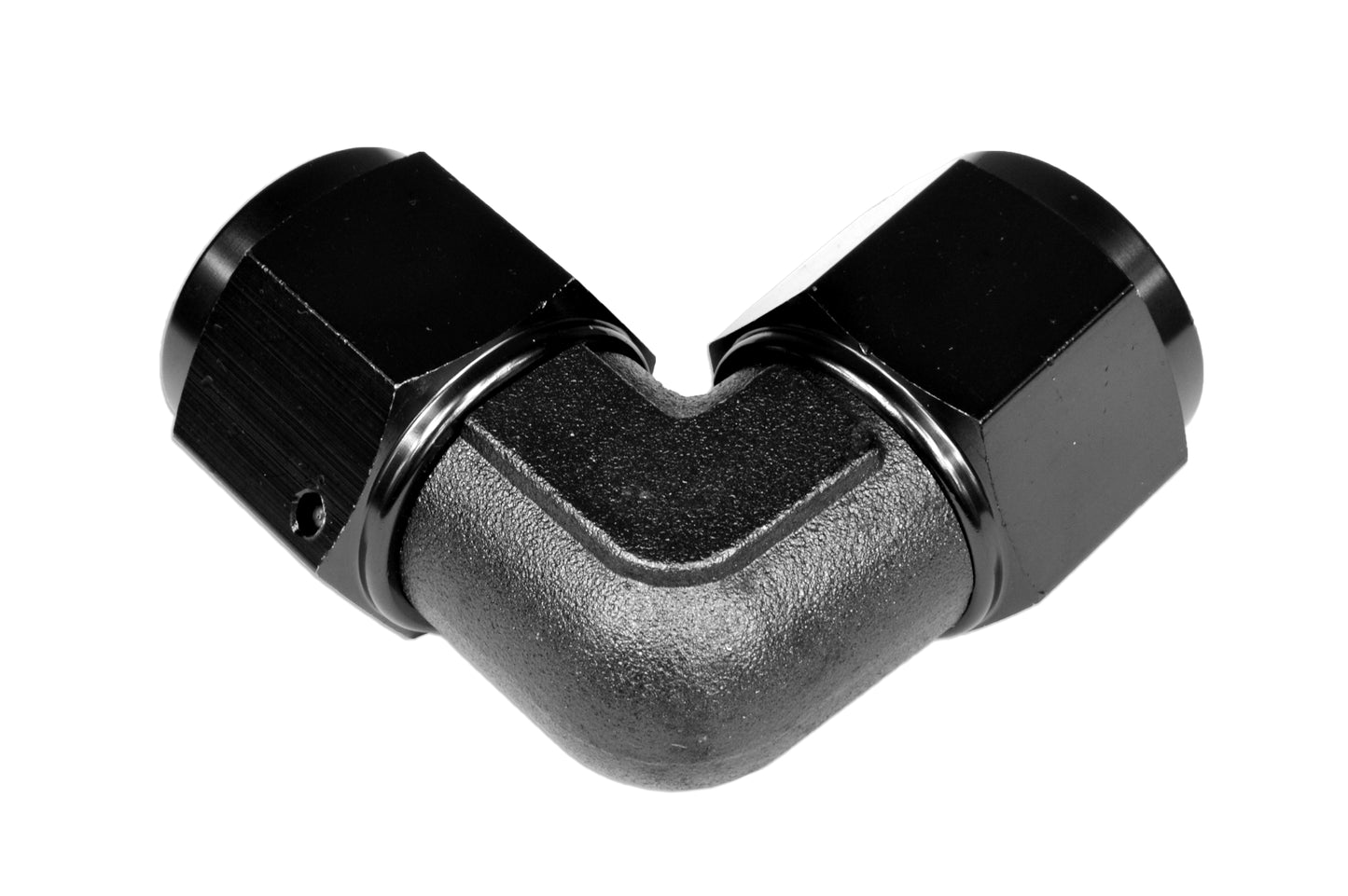 Adaptador AN10 90º Hembra-Hembra, Racor de Manguera Negro