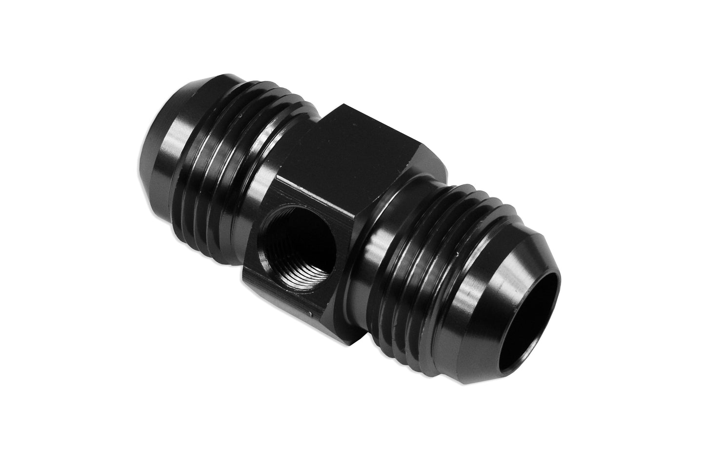 Adaptador AN10 Macho-Macho con Puerto en Línea 1/8 NPT, Negro - Imagen 2