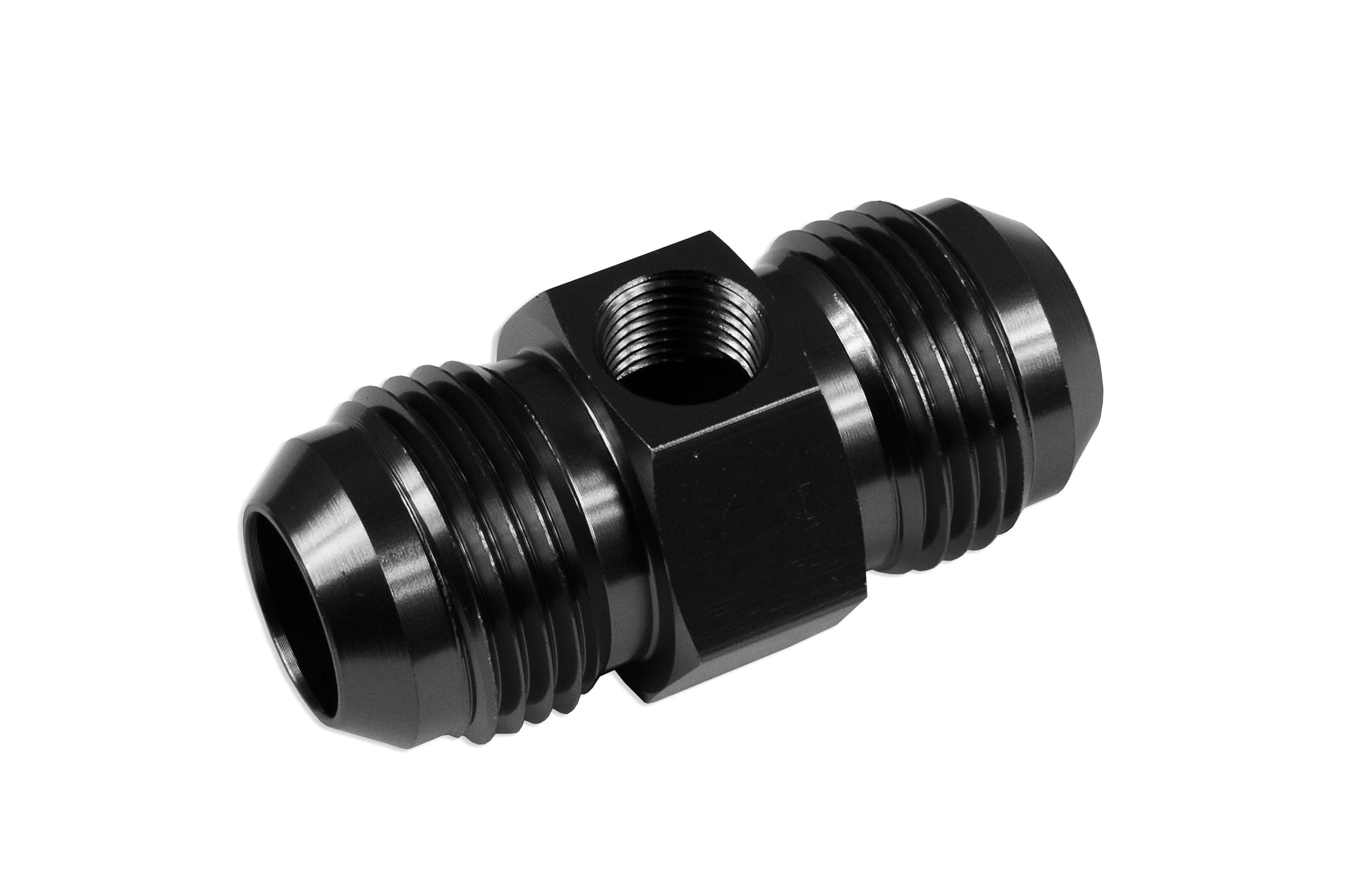 Adaptador AN10 Macho-Macho con Puerto en Línea 1/8 NPT, Negro