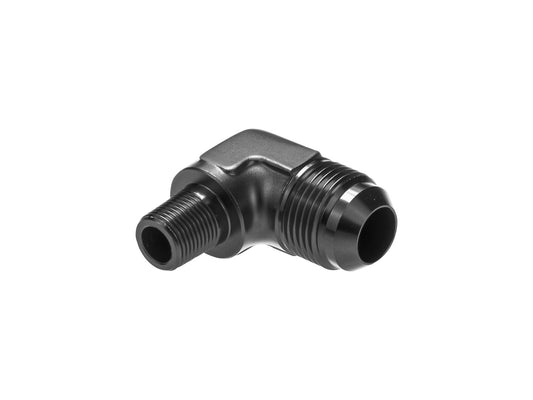 Adaptador Racor Abocardado AN12 JIC a 1/2 NPT Codo 90º Negro