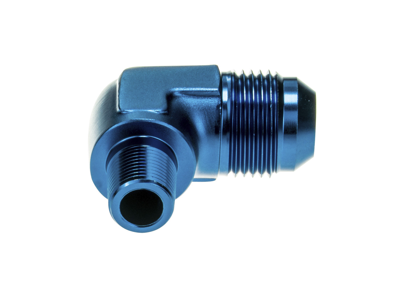 Racor AN12 JIC Abocardado a 1/2 NPT Codo 90º Manguera Combustible Azul - Imagen 3