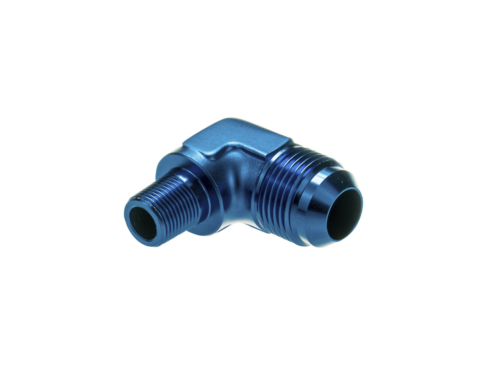 Racor AN12 JIC Abocardado a 3/4 NPT Codo 90º Manguera Combustible Azul - Imagen 2