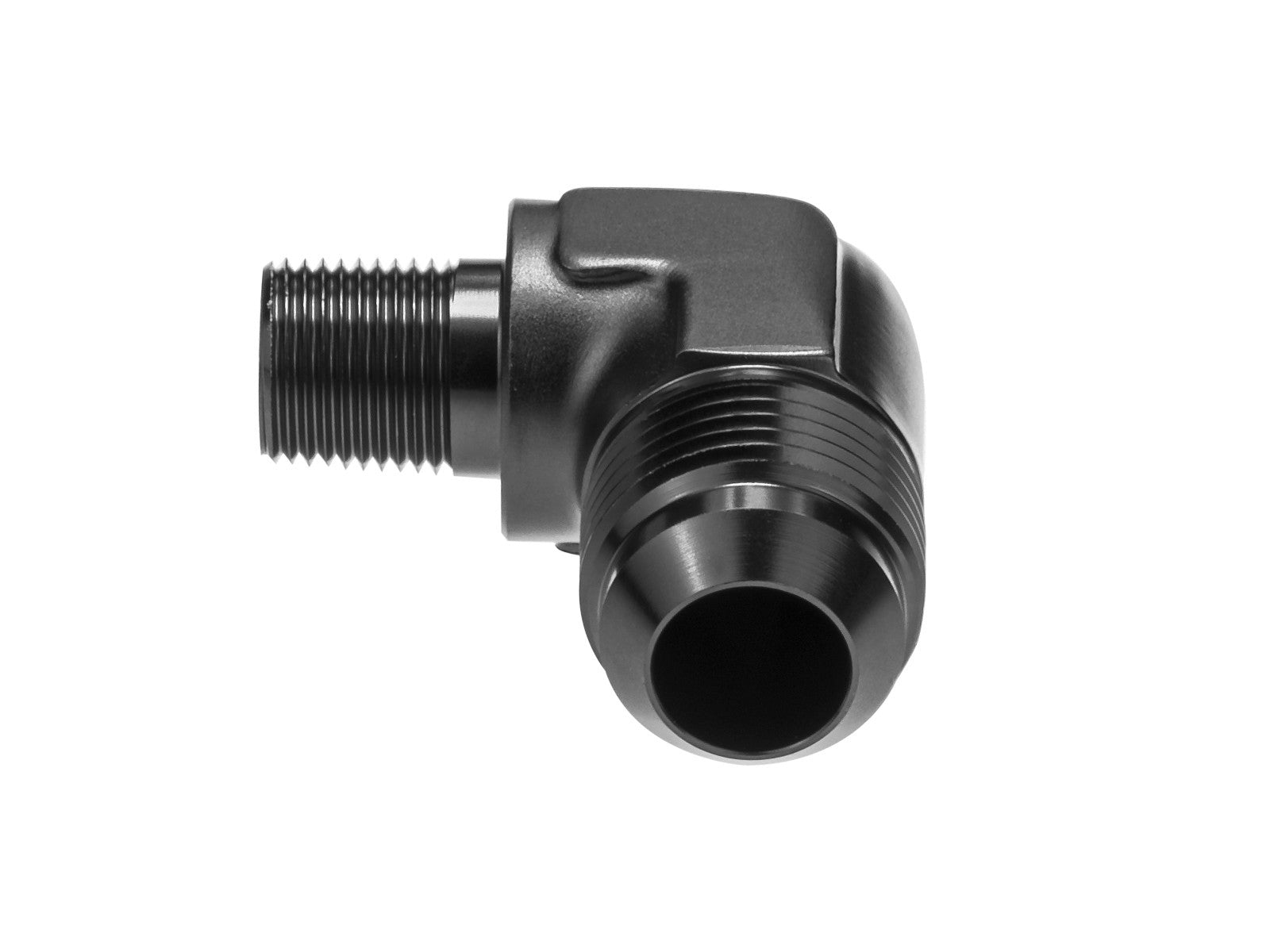 Racor AN12 JIC Abocardado a 3/8 NPT Macho Codo 90º Manguera Combustible Negro