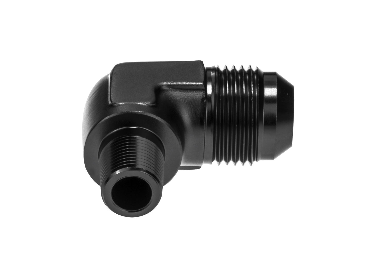 Racor AN12 JIC Abocardado a 3/8 NPT Macho Codo 90º Manguera Combustible Negro - Imagen 2