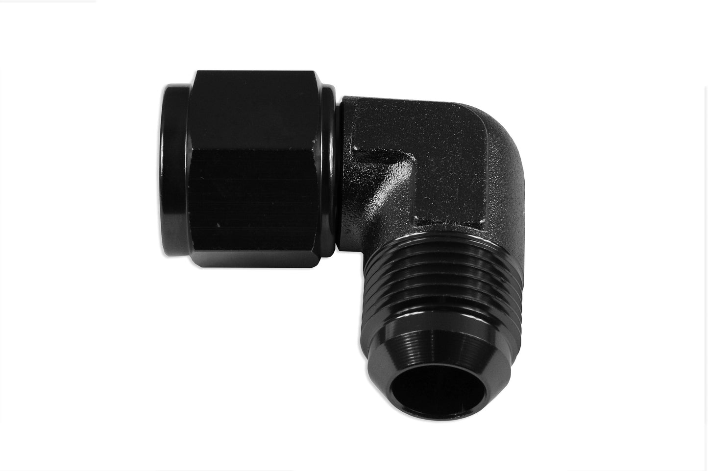 Adaptador AN12 90º Hembra-Macho, Racor de Manguera Negro - Imagen 3