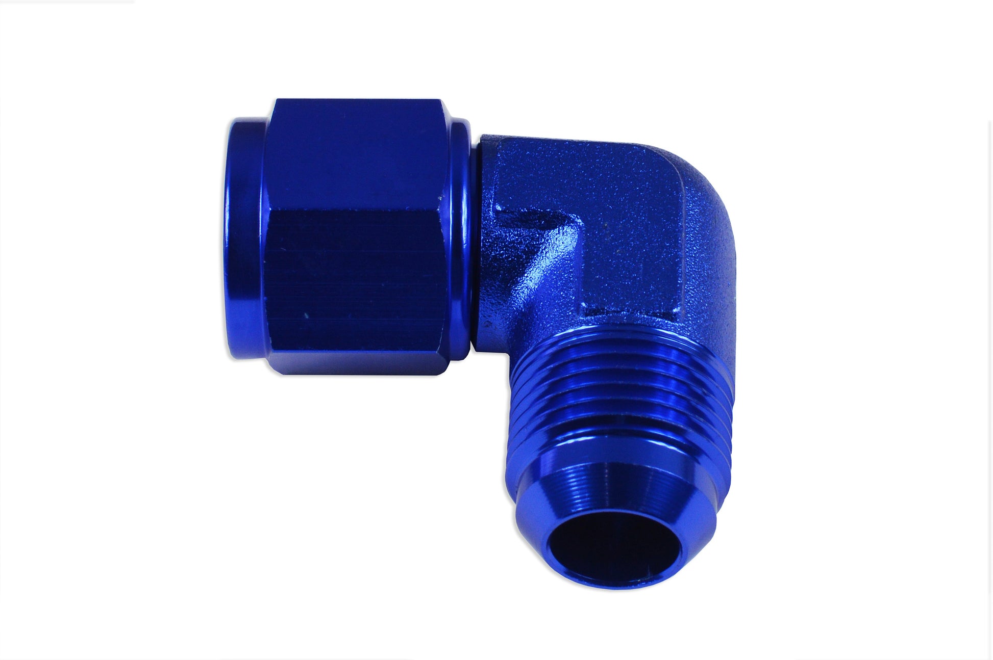 Adaptador AN12 90º Hembra-Macho, Racor de Manguera Azul - Imagen 4