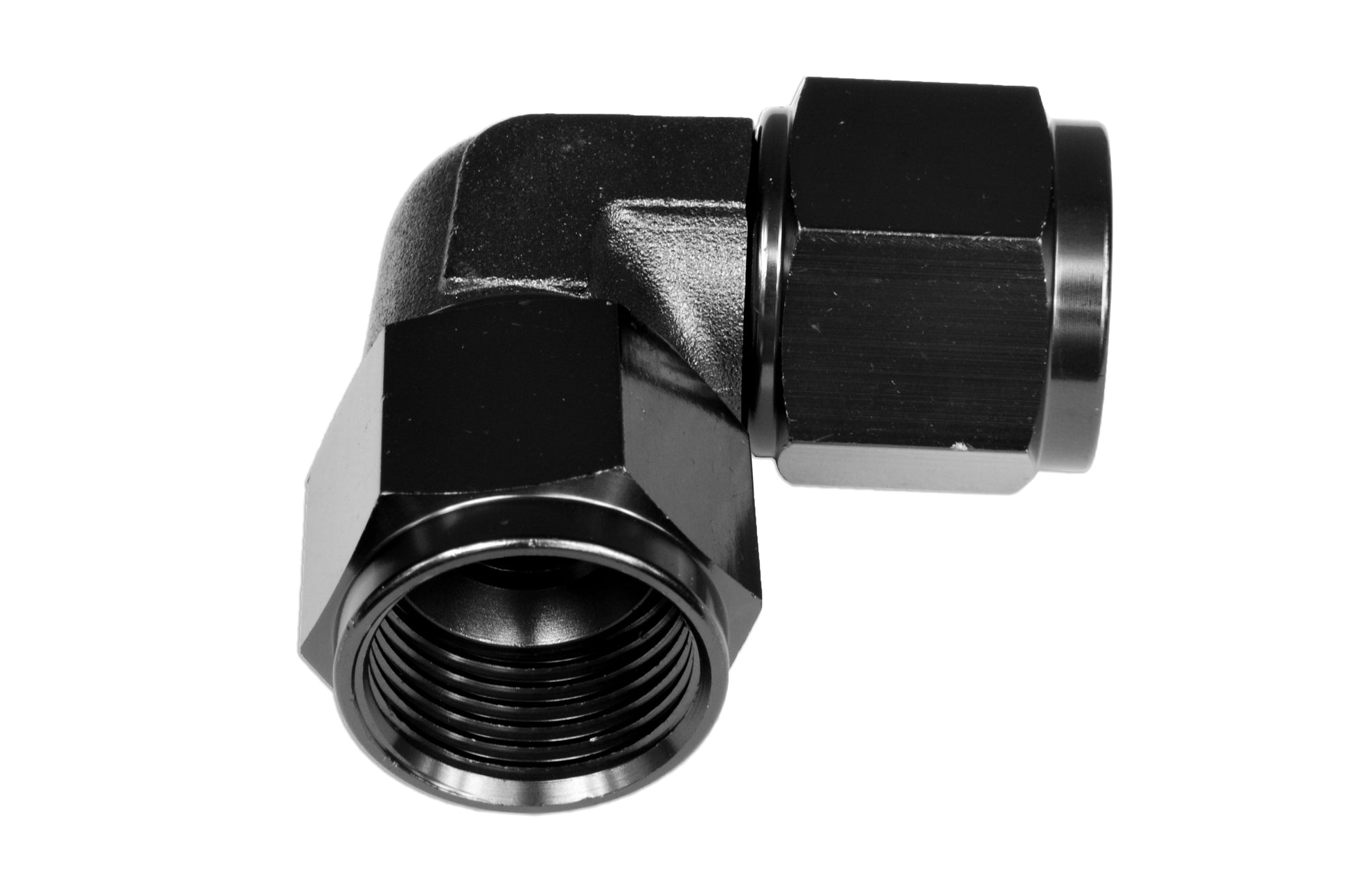 Adaptador AN12 90º Hembra-Hembra, Racor de Manguera Negro - Imagen 3