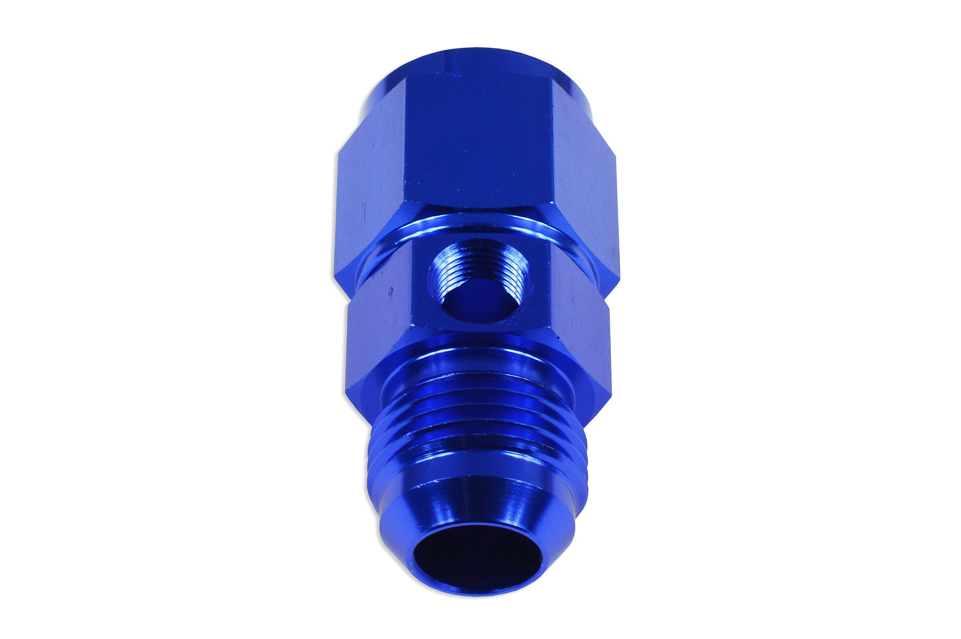 Adaptador AN12 Hembra-Macho con Puerto 1/8 NPT para Manómetro de Presión de Aceite/Combustible - Azul