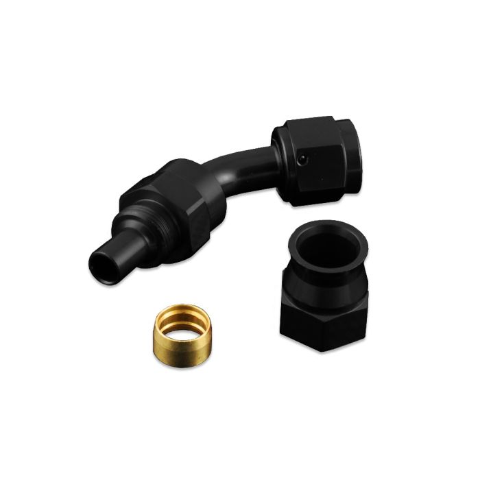 Racor AN12 45º para Manguera de Combustible PTFE JIC Negro