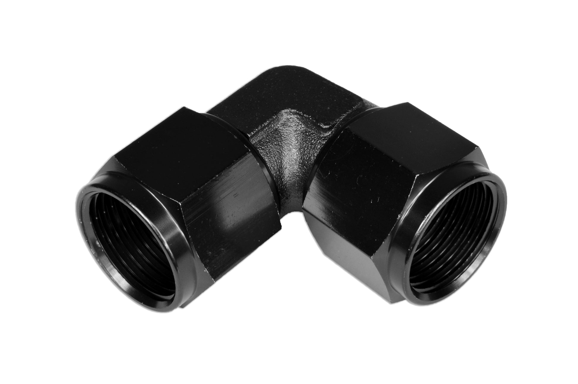 Adaptador AN4 90º Hembra-Hembra para Manguera, Negro