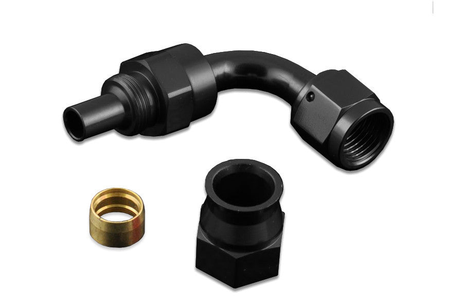 Racor AN -4 AN4 JIC 90º para Manguera de Combustible PTFE, Negro