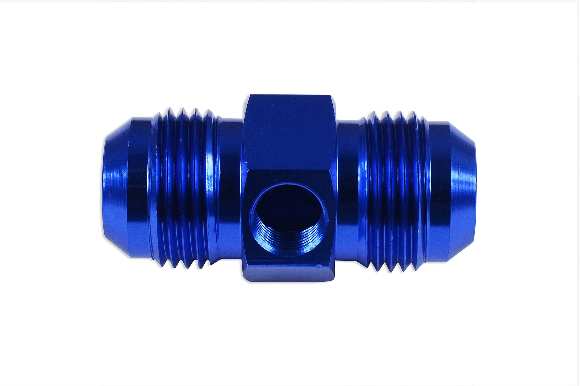 Adaptador AN4 Macho-Macho con Puerto en Línea 1/8 NPT, Presión Aceite Combustible (Azul) - Imagen 2