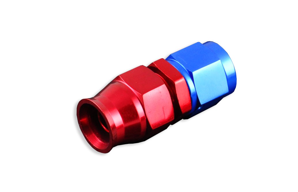 Racor Recto AN-4 JIC para Manguera de Combustible PTFE, Rojo