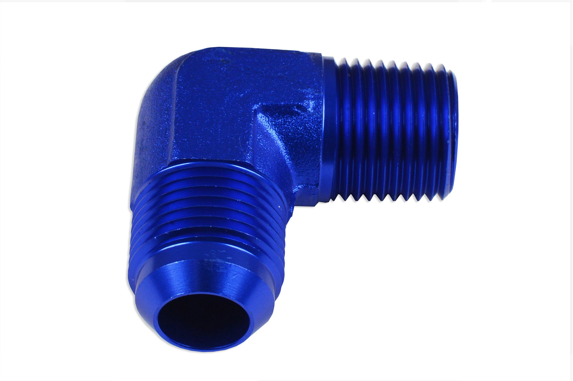 Adaptador AN6 a 1/2 NPT 90º Macho-Macho, Racor de Manguera Azul - Imagen 2