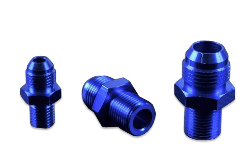 Racor AN-6 JIC Abocardado a 3/8 NPT Recto, Manguera, Azul - Imagen 2